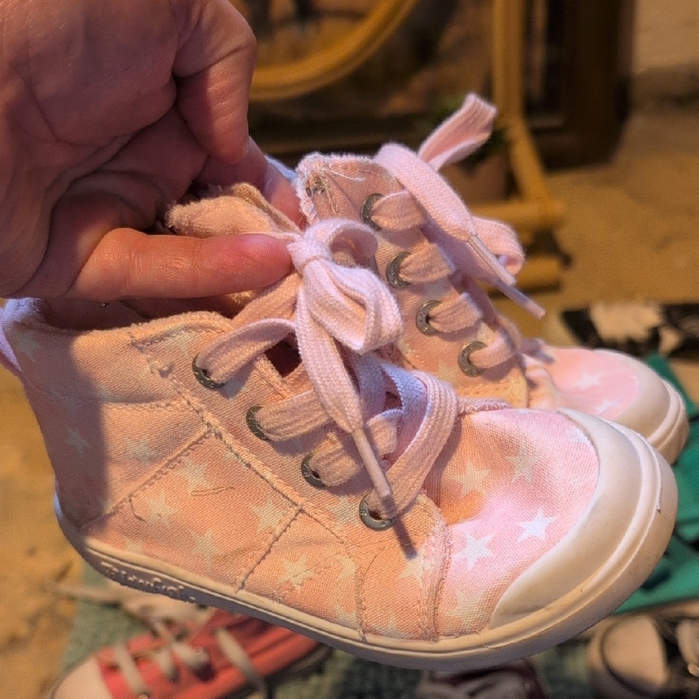 Blowfish Pink and White High-Top Sneakers